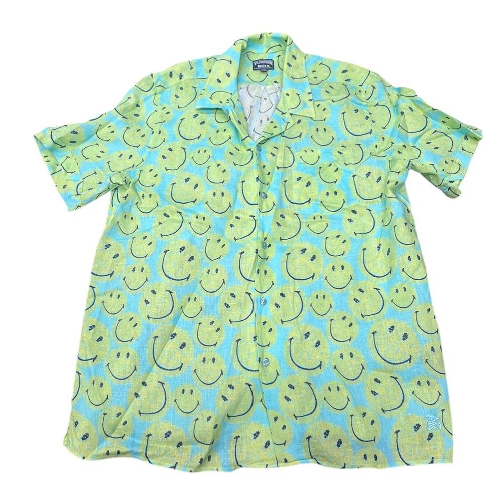 VILEBREQUIN x SMILEY Hawaiian Tropical Short Sleeve Bowling Shirt size XXL